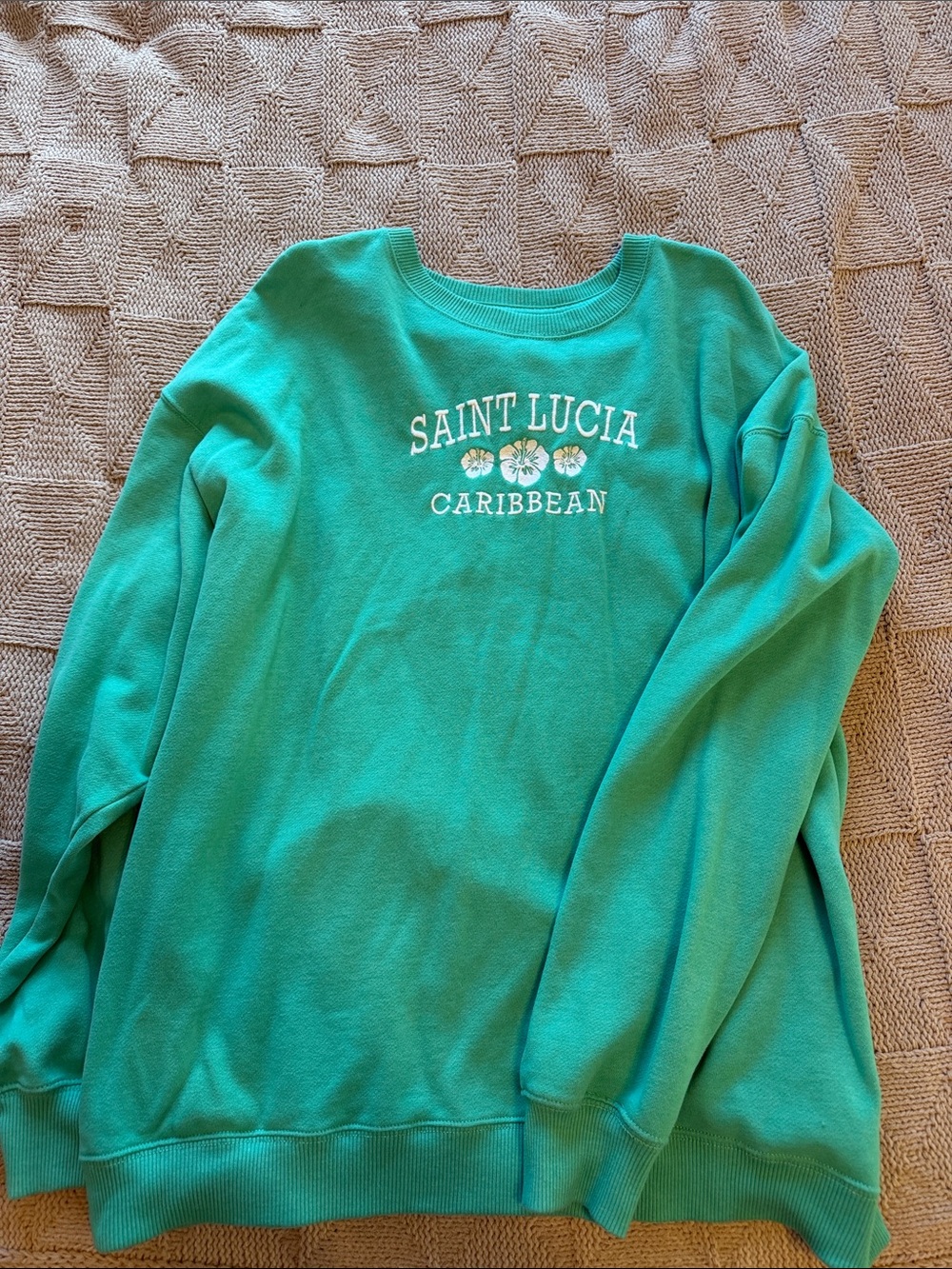 Hollister Teal Green 'Saint Lucia Caribbean' Crewneck Sweatshirt